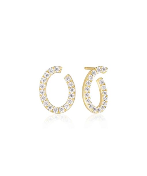 Sif Jakobs Earrings Ellisse Ovale - 18k Gold Plated, With White Zirconia