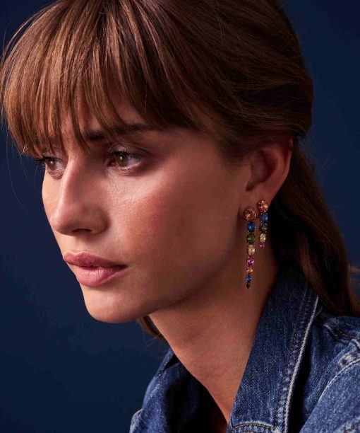 Alternative view of Sif Jakobs Earrings Ellisse Cinque - 18k Gold Plated, With Multicoloured Zirconia