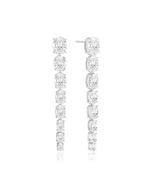 Sif Jakobs Earrings Ellisse Lungo Otto - With White Zirconia