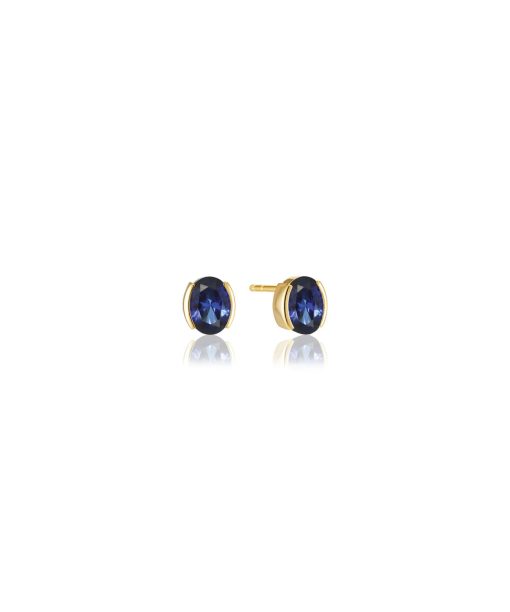 Sif Jakobs Earrings Ellisse Carezza - 18k Gold Plated, With Blue Zirconia