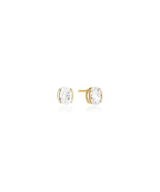 Sif Jakobs Earrings Ellisse Carezza - 18k Gold Plated, With White Zirconia