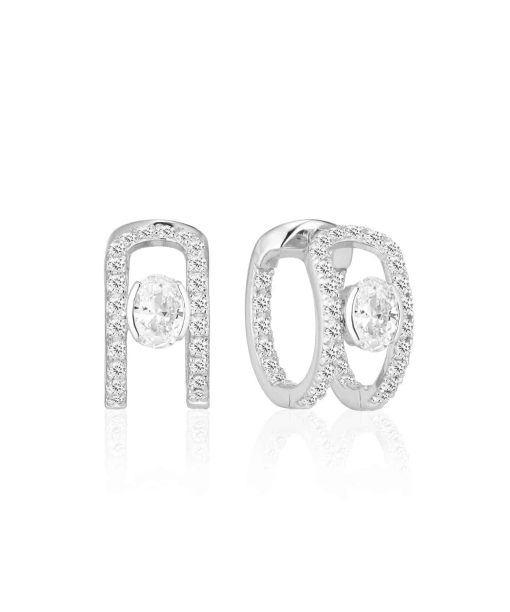 Sif Jakobs Earrings Ellisse Carezza Creolo - With White Zirconia