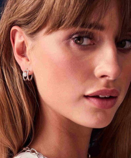 Alternative view of Sif Jakobs Earrings Ellisse Carezza Creolo - 18k Gold Plated, With White Zirconia