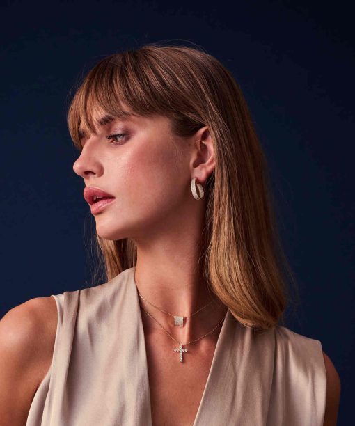 Alternative view of Sif Jakobs Earrings Feline Concavo - 18k Gold Plated, With White Zirconia