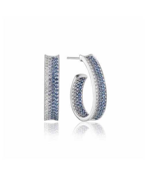 Sif Jakobs Earrings Feline Concavo - With Gradient Tones Of Blue And White Zirconia