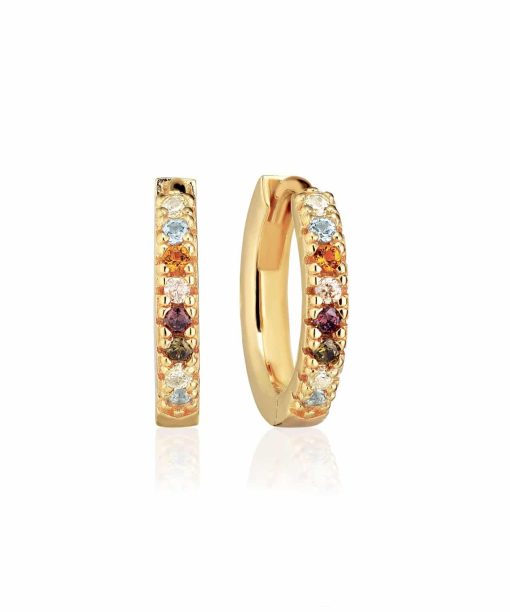 Sif Jakobs Earrings Ellera Medio - 18k Gold Plated With Multicoloured Zirconia