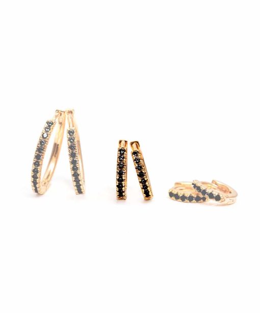 Alternative view of Sif Jakobs Earrings ellera medio - 18k gold plated with black zirconia