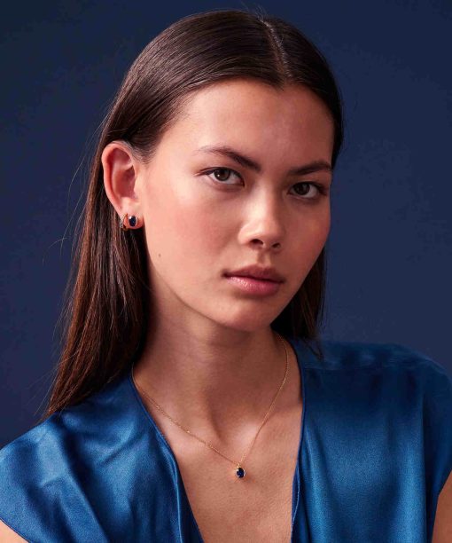 Alternative view of Sif Jakobs Earrings Ellera Medio - 18k Gold Plated With Gradient Tones Of Blue And White Zirconia