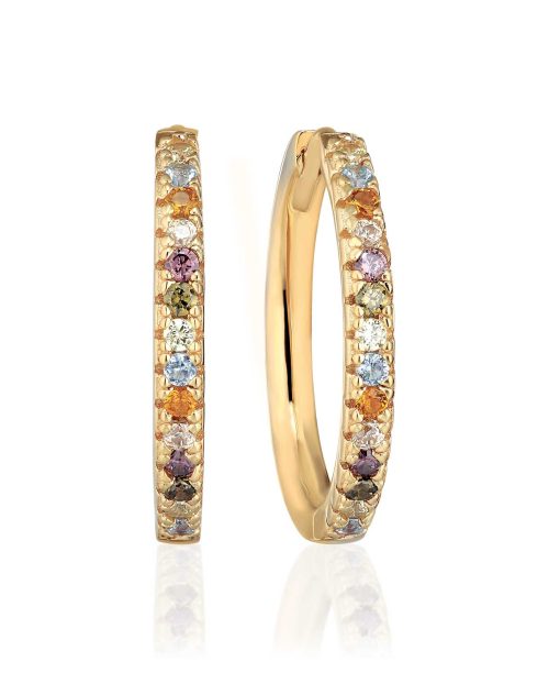 Sif Jakobs Earrings Ellera Grande - 18k Gold Plated With Multicoloured Zirconia
