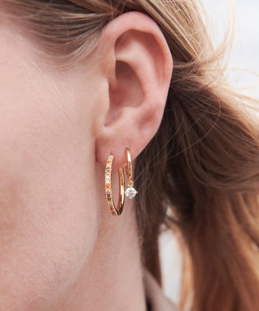 Alternative view of Sif Jakobs Earrings Ellera Grande - 18k Gold Plated With Multicoloured Zirconia