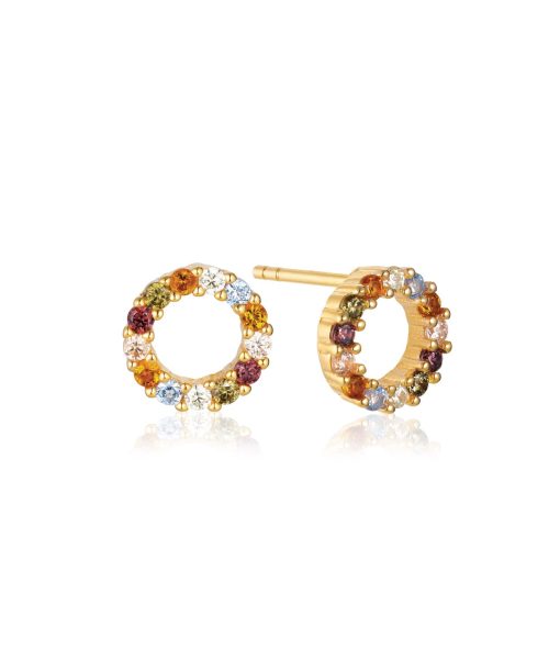 Sif Jakobs - Earrings Biella Piccolo - 18K Gold plated with multicoloured zirconia