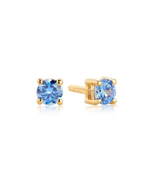 Sif Jakobs Earrings Princess round - 18k gold plated with blue zirconia