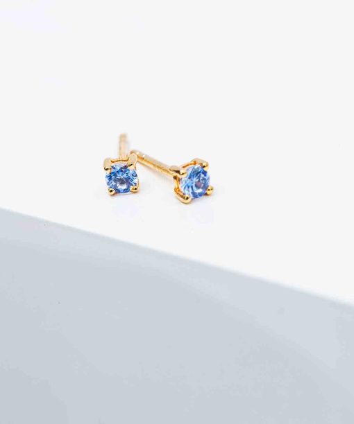 Alternative view of Sif Jakobs Earrings Princess round - 18k gold plated with blue zirconia