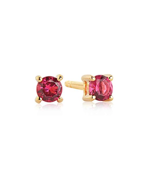 Sif Jakobs Earrings Princess round - 18k gold plated with red zirconia