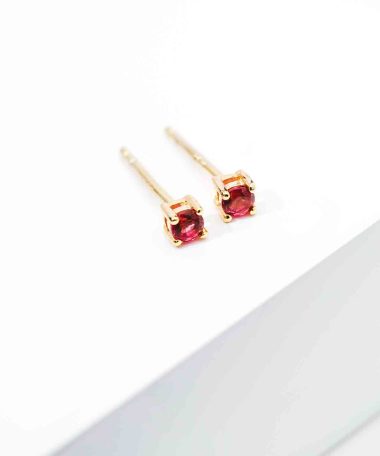 Alternative view of Sif Jakobs Earrings Princess round - 18k gold plated with red zirconia