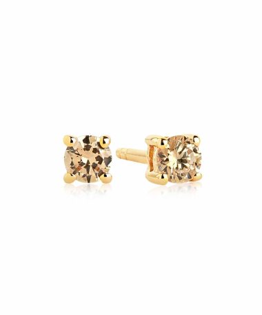 Sif Jakobs Earrings Princess round - 18k gold plated with yellow zirconia