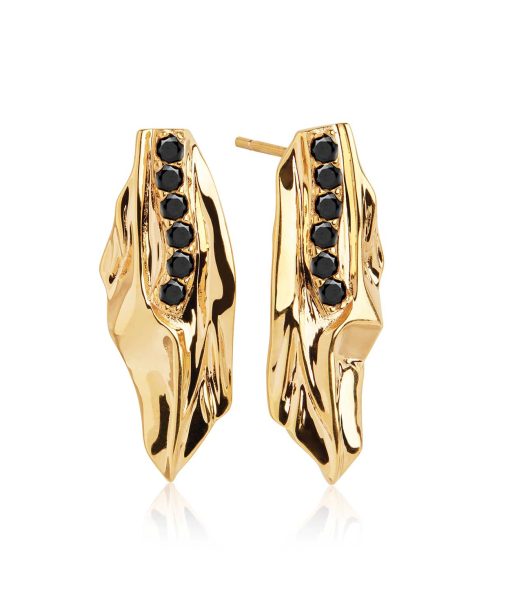 Sif Jakobs Earrings Vulcanello - 18k gold plated with black zirconia