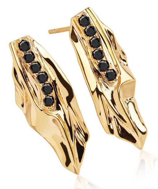 Alternative view of Sif Jakobs Earrings Vulcanello - 18k gold plated with black zirconia