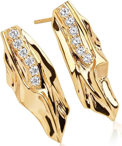 Alternative view of Sif Jakobs Earrings Vulcanello - 18k gold plated with white zirconia