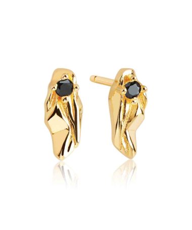 Sif Jakobs Earrings Vulcanello parvus - 18k gold plated with black zirconia