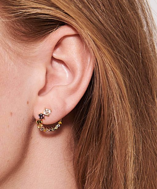 Alternative view of Sif Jakobs Earrings Belluno Circolo - 18k Gold Plated Multicoloured Zirconia