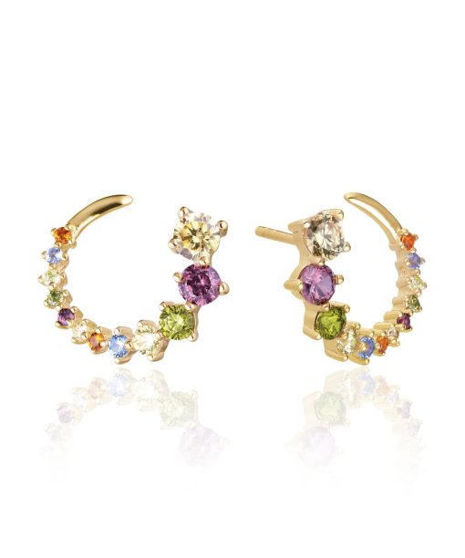 Sif Jakobs Earrings Belluno Circolo - 18k Gold Plated Multicoloured Zirconia