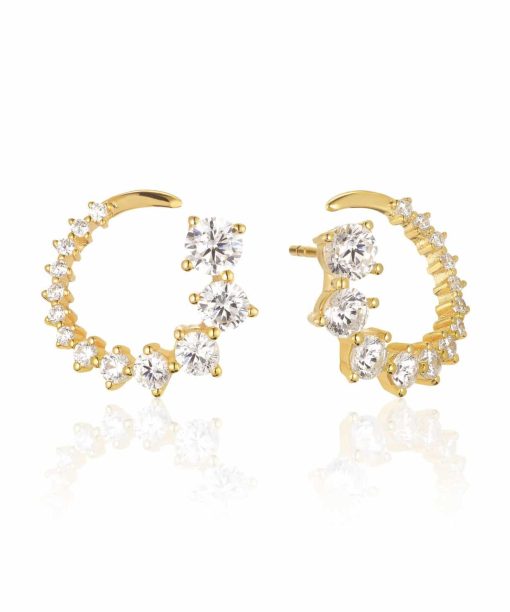 Sif Jakobs Earrings Belluno Circolo - 18k Gold Plated With White Zirconia