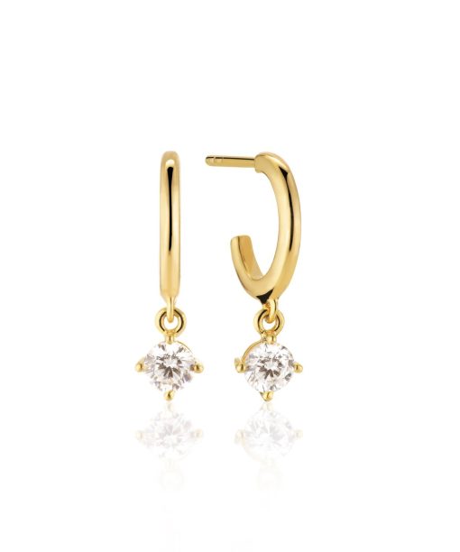 Sif Jakobs Ring Belluno Creolo Piccolo  - 18k Gold Plated With White Zirconia