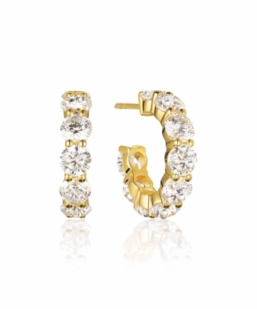 Sif Jakobs Earrings Belluno Creolo - 18k Gold Plated With White Zirconia