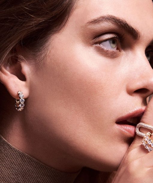 Alternative view of Sif Jakobs Earrings Belluno Creolo - 18k Gold Plated With White Zirconia