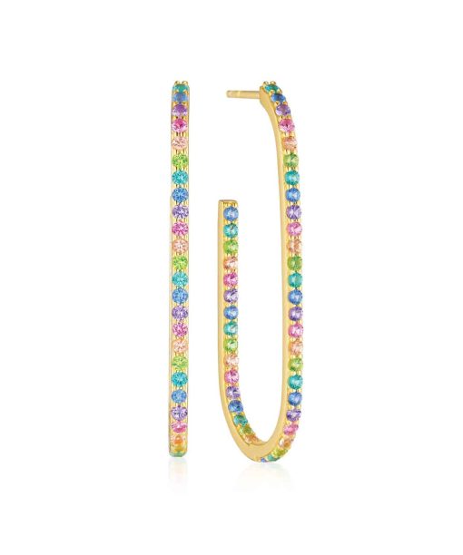 Sif Jakobs Earrings Capizzi X-grande - 18k Gold Plated With Multicoloured Zirconia