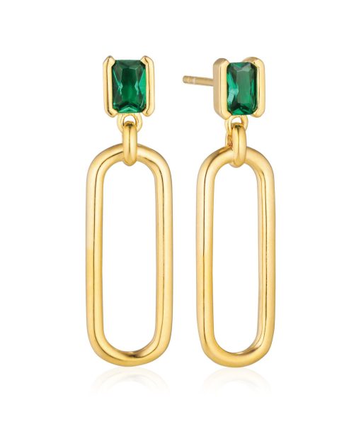 Sif Jakobs - Earrings Rocconova Lungo - 18K Gold Plated with green zirconia