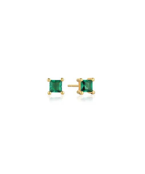 Sif Jakobs Earrings Ellera - 18k Gold Plated, With Green Zirconia