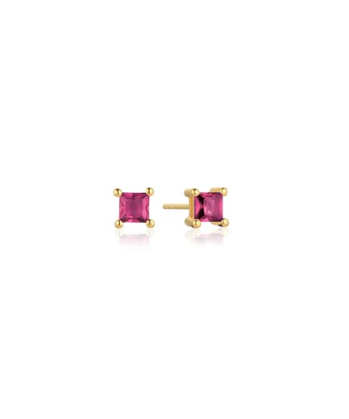 Sif Jakobs Earrings Ellera - 18k Gold Plated, With Pink Zirconia