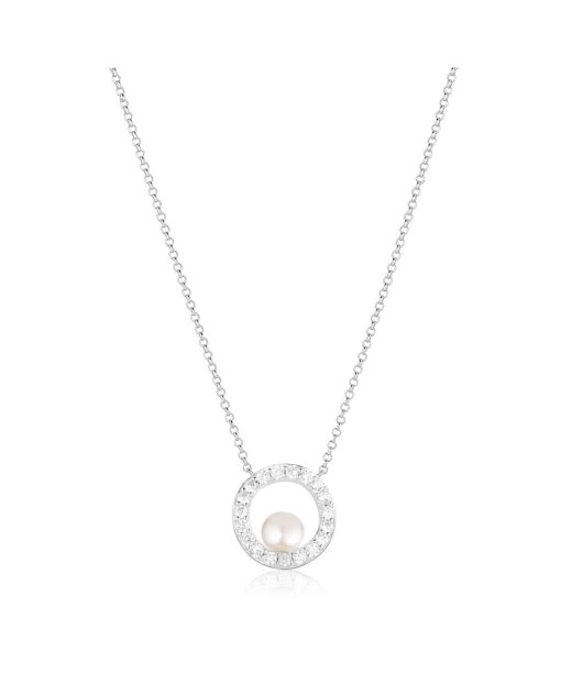 Sif Jakobs Necklace Ponza Circolo - With Freshwater Pearl And White Zirkonia