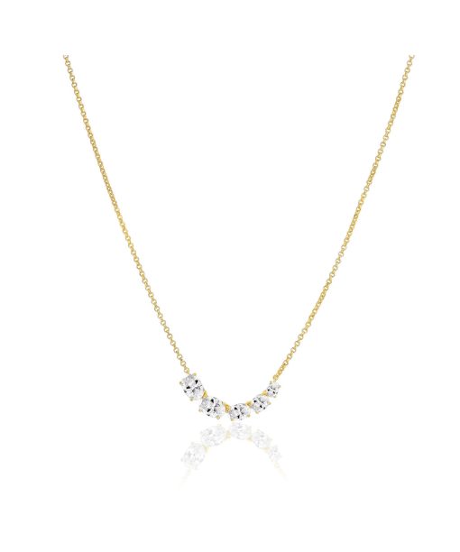 Sif Jakobs Necklace Ellisse Cinque - 18k Gold Plated, With White Zirconia