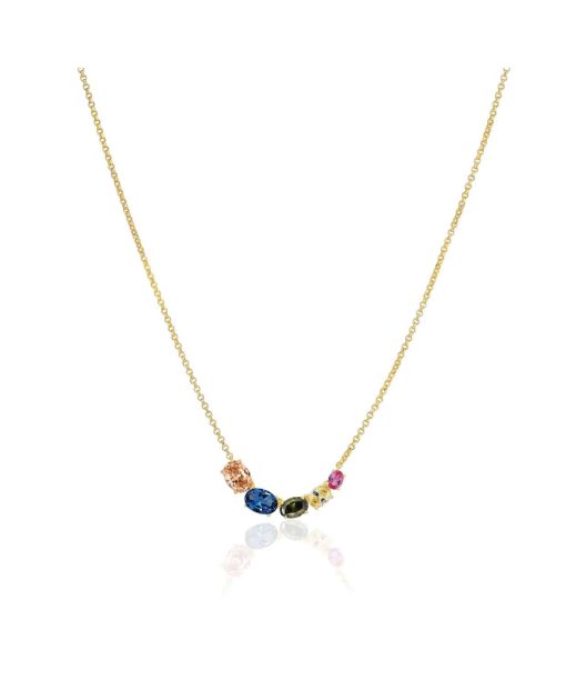 Sif Jakobs Necklace Ellisse Cinque - 18k Gold Plated, With Multicoloured Zirconia