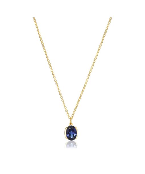 Sif Jakobs Necklace Ellisse Carezza - 18k Gold Plated, With Blue Zirconia