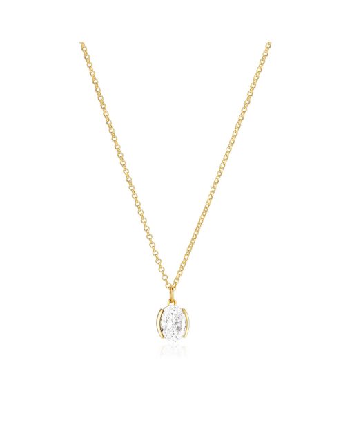 Sif Jakobs Necklace Ellisse Carezza - 18k Gold Plated, With White Zirconia