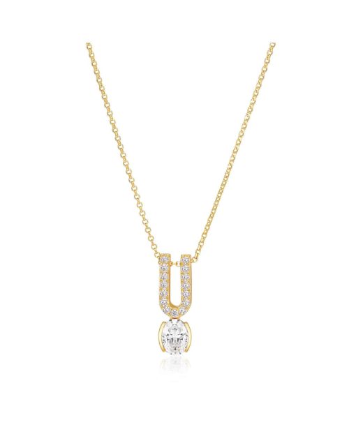 Sif Jakobs Necklace Ellisse Carezza Ino - 18k Gold Plated, With White Zirconia