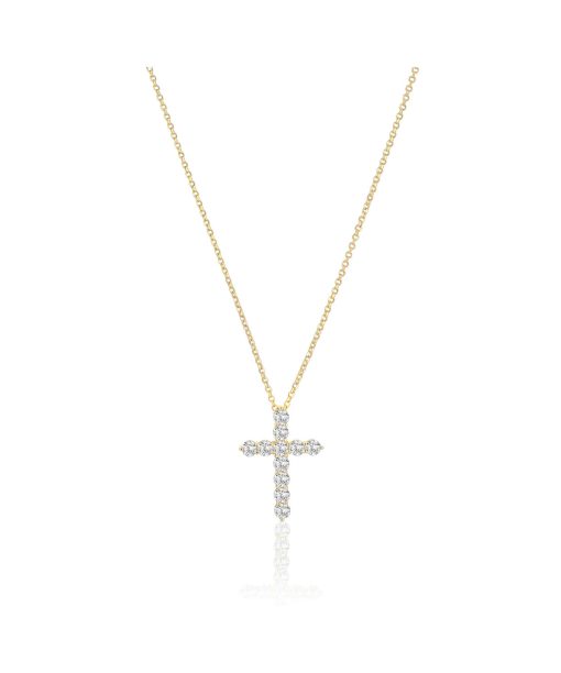 Sif Jakobs Necklace Belluno Croce  - 18k Gold Plated, With White Zirconia