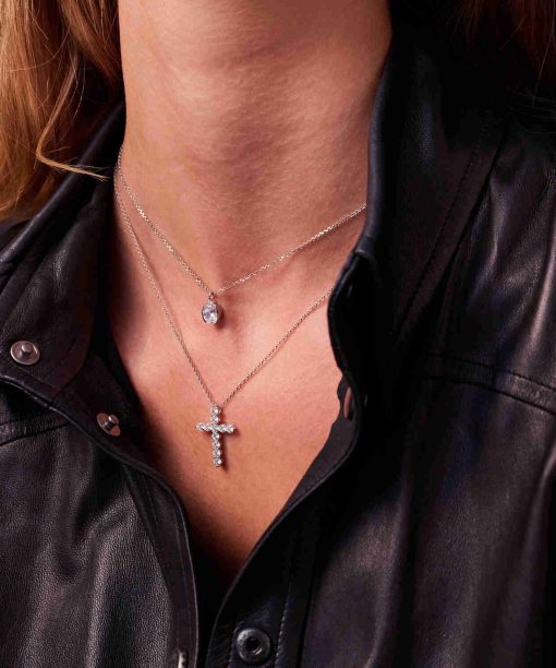 Alternative view of Sif Jakobs Necklace Belluno Croce - With White Zirconia