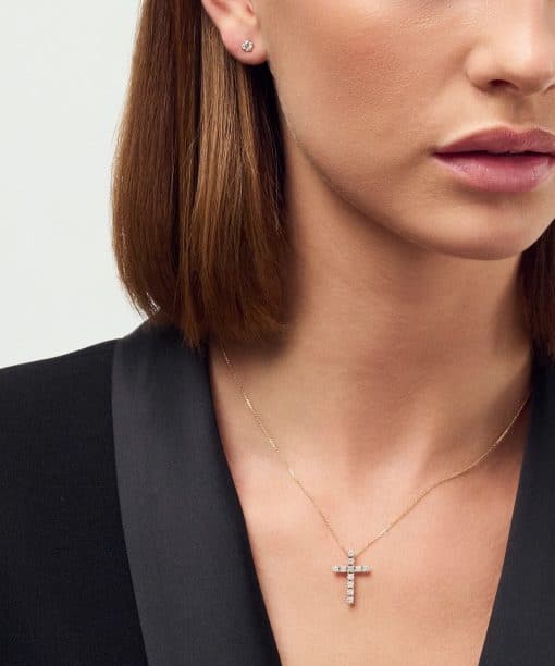 Alternative view of Sif Jakobs Necklace Alba Croce - with lab-grown diamonds