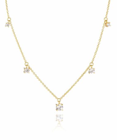 Sif Jakobs Necklace Belluno - 18k Gold Plated With White Zirconia