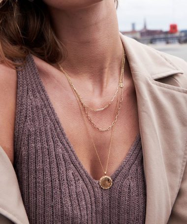 Alternative view of Sif Jakobs Pendant Follina Grande - 18k Gold Plated With Multicolour Zirconia
