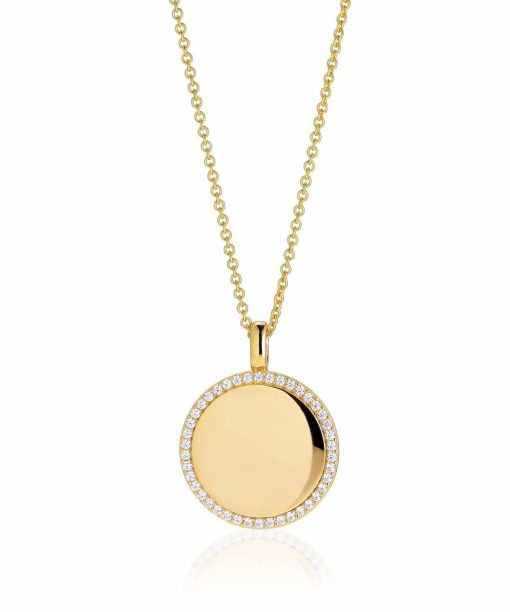 Sif Jakobs Pendant Follina Grande - 18k Gold Plated With White Zirconia