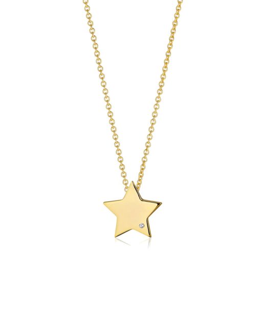 Sif Jakobs Pendant Follina Stella - 18k Gold Plated With White Zirconia
