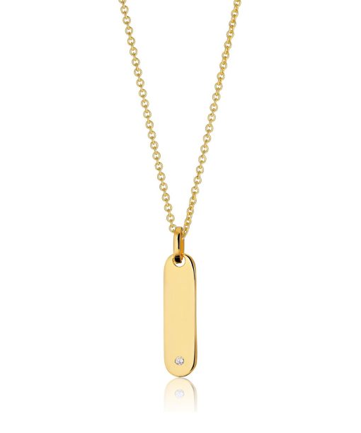 Sif Jakobs Pendant Follina Lungo - 18k Gold Plated With White Zirconia