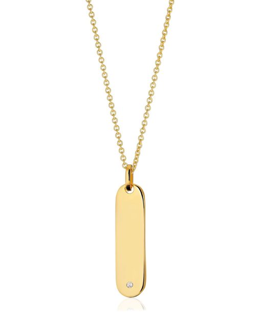 Sif Jakobs Pendant Follina Lungo Grande - 18k Gold Plated With White Zirconia