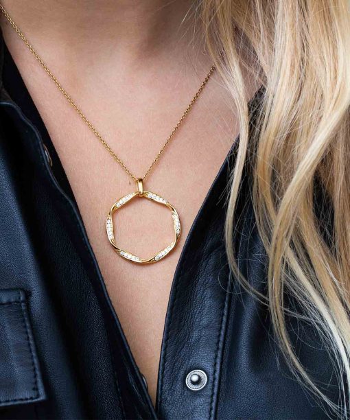 Alternative view of Sif Jakobs Pendant Cetara Grande - 18k gold plated with white zirconia